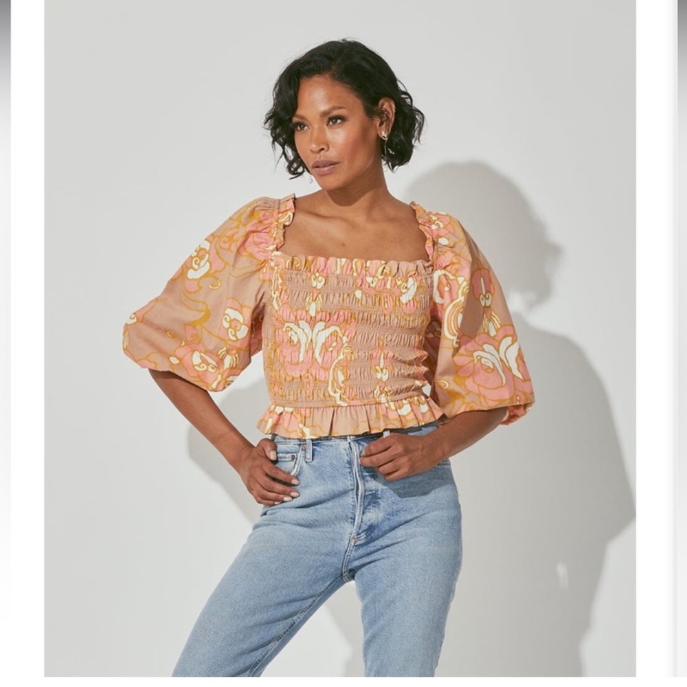 Cleobella Morgan Blouse Abstract Rose Print